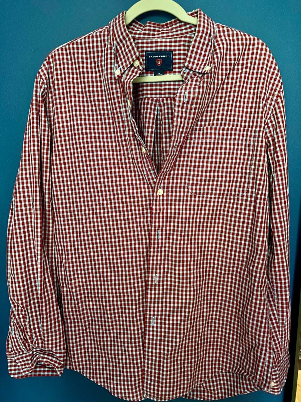Saddlebred Red and White Gingham Button-Down Shirt